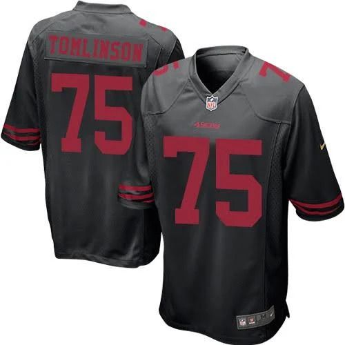 Men San Francisco 49ers #75 Laken Tomlinson Nike Black Game NFL Jersey